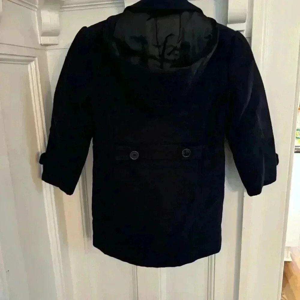 Beverly Hills Polo Club girls wool blend navy coat w/hood lined size 6X - Picture 2 of 11